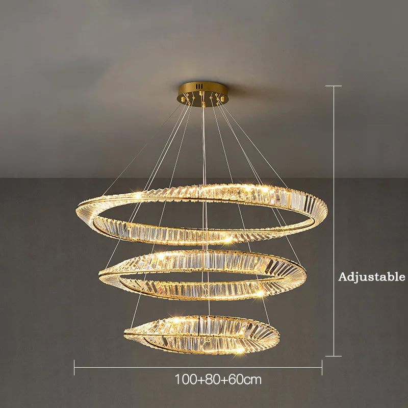 suspension moderne en aluminium et cristal led - vue 13 sur 14