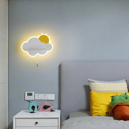 applique murale led décorative pour chambre de bébé nuage et soleil - vue 3 sur 12