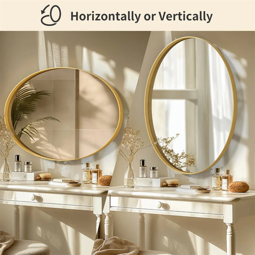 miroir doré brossé avec cadre en métal décoratif - vue 4 sur 6