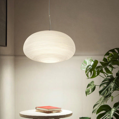Suspension design LED en verre blanc laiteux Caligari - vue 5 sur 12