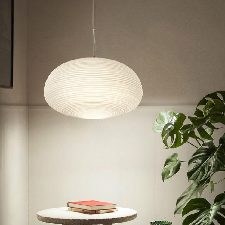 Suspension design LED en verre blanc laiteux Caligari - vue 4 sur 12