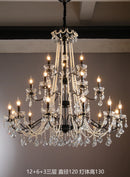 lustre moderne en cristal avec perles et éclairage led