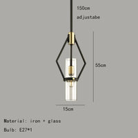 lampes suspendues post-modernes en verre transparent avec cordon ajustable