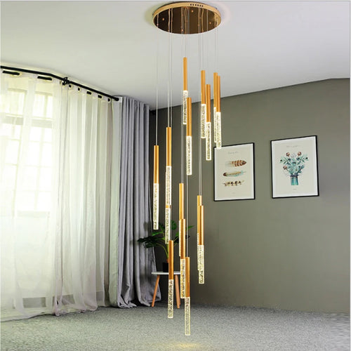 lustre en cristal led pour escalier moderne éclairage décoratif élégant - vue 4 sur 12