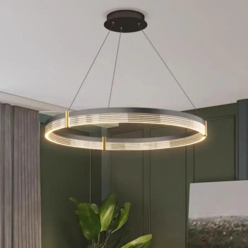 Lustre LED anneau en acrylique au design moderne avec anneau intérieur - vue 4 sur 11