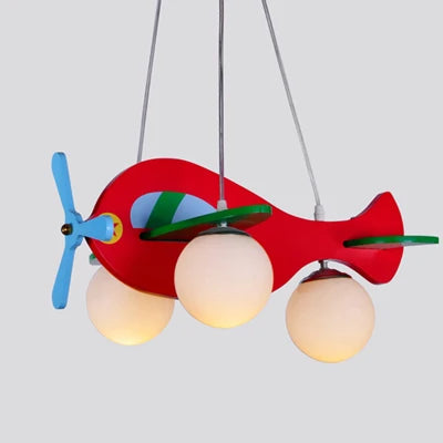 suspension en bois et verre avion dessin animé pour enfants - vue 8 sur 8