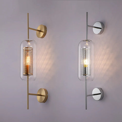 American Industrial Wall Lamps Clear Glass Wall Light Iron Metal Cage Living Room Decorative Wall Light Hallway Entrance Aisle - vue 2 sur 14