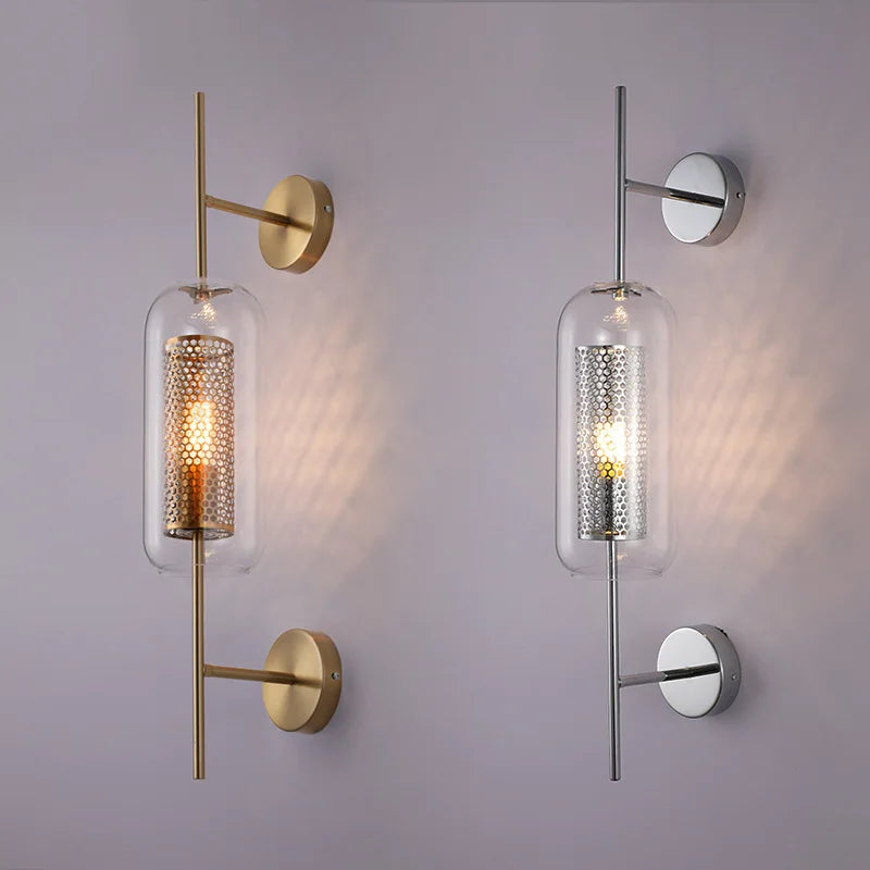 American Industrial Wall Lamps Clear Glass Wall Light Iron Metal Cage Living Room Decorative Wall Light Hallway Entrance Aisle - vue 1 sur 14
