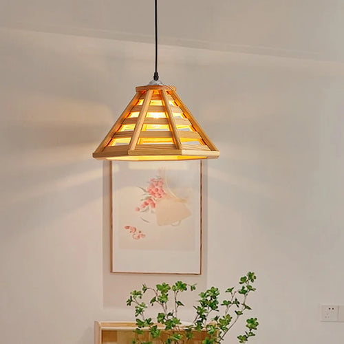 suspension en bois moderne avec éclairage led pour intérieur - vue 4 sur 7