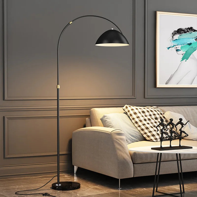 Lampadaire arc en métal chromé moderne minimaliste - vue 5 sur 8