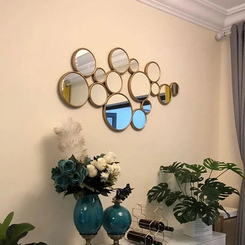 décoration murale en résine en forme de soleil avec miroir suspendu - vue 2 sur 7