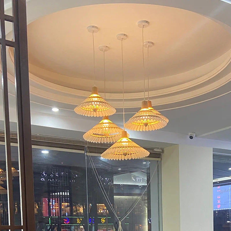 lustre en bambou tissé style chinois créatif pour éclairage décoratif - vue 3 sur 12