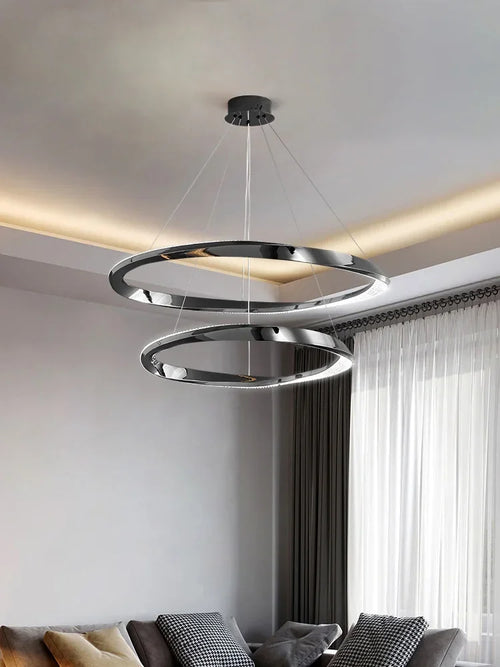 Living room lamps light luxury lamps modern minimalist atmosphere minimalist circle combination hall Italian ring chandelier - vue 2 sur 12