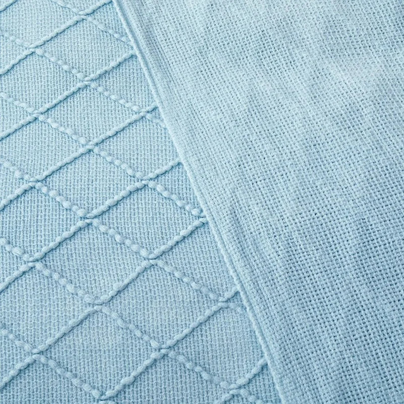 plaid tricoté jacquard motif carreaux style nordique - vue 3 sur 7