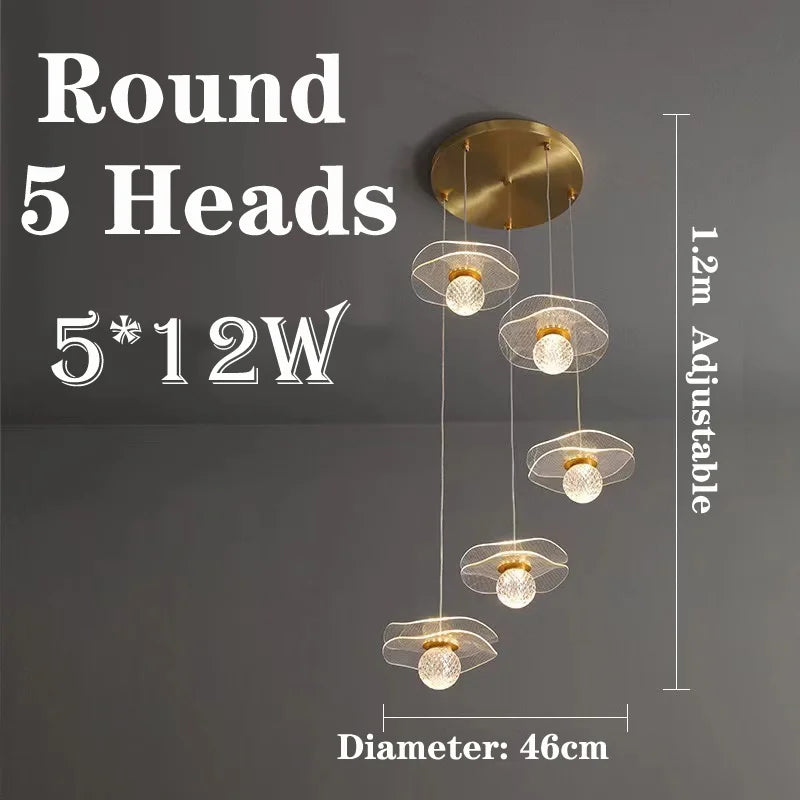 suspension moderne en forme de feuille de lotus personnalisable en cristal - vue 11 sur 13