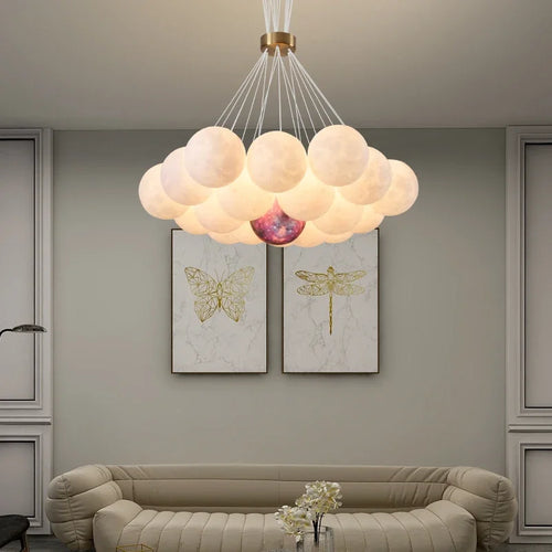lustre led 3d lune bulle boule suspension décoration luminaires - vue 4 sur 12