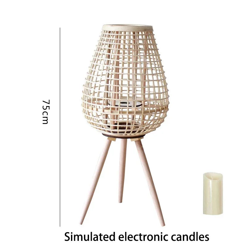 Lampe à vent en rotin avec pieds - vue 11 sur 18