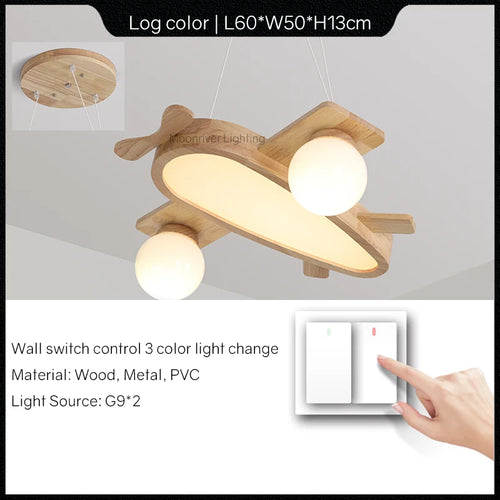 lustre en bois pour chambre d'enfant suspension décorative - vue 9 sur 15
