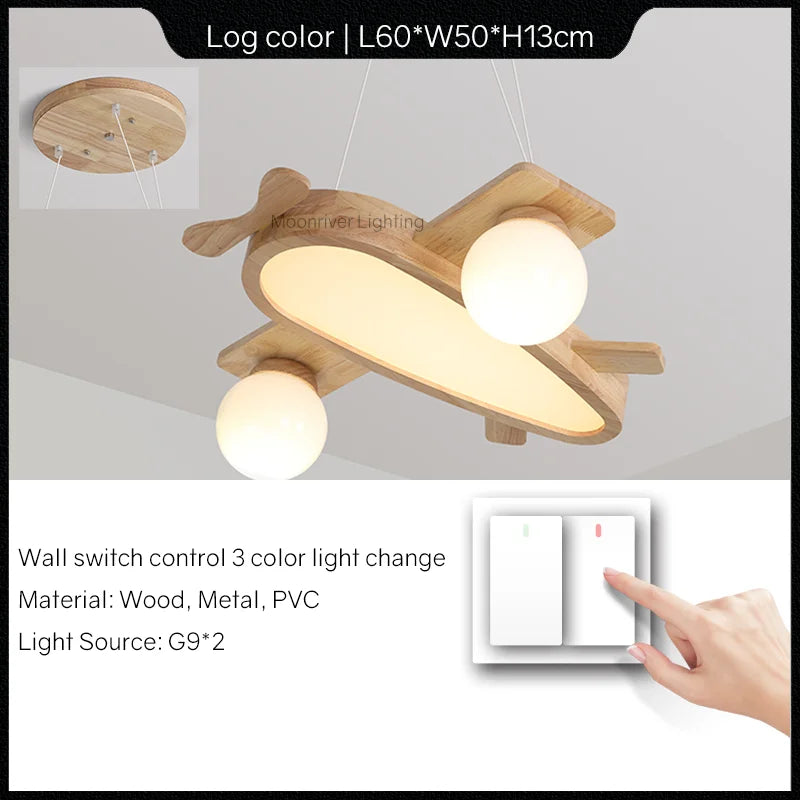 lustre en bois pour chambre d'enfant suspension décorative - vue 8 sur 15