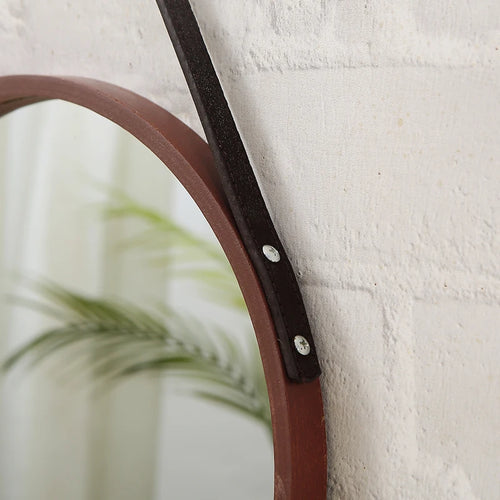 miroirs décoratifs ronds en bois rétro pour décoration intérieure - vue 5 sur 7