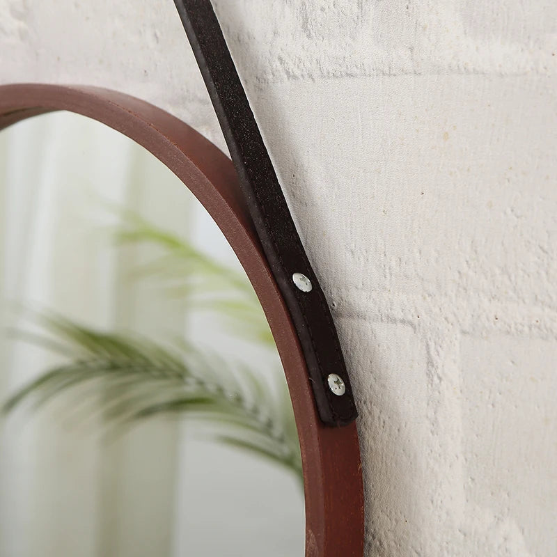 miroirs décoratifs ronds en bois rétro pour décoration intérieure - vue 5 sur 7