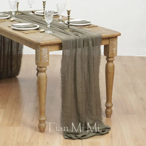 Chemin de table coton gaze style vintage mariage - vue 22 sur 29