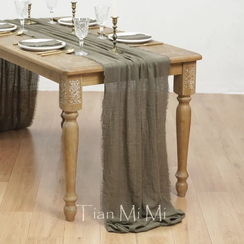 Chemin de table coton gaze style vintage mariage - vue 21 sur 29