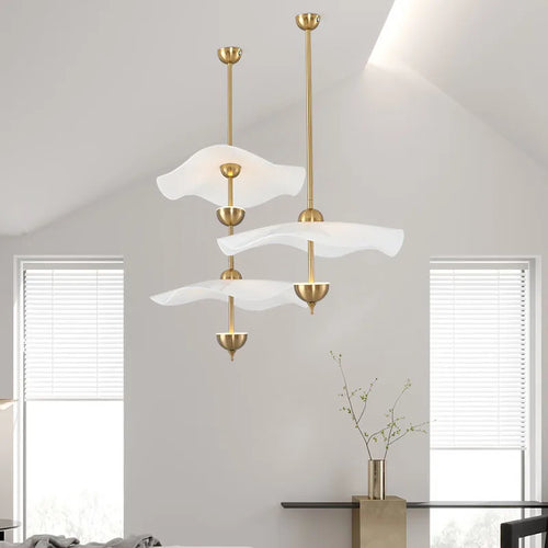 suspension feuille de lotus en métal doré art déco - vue 2 sur 10