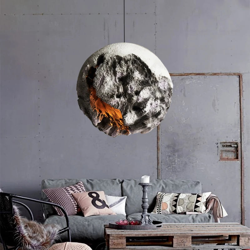 lustre moderne en béton wabi-sabi hauteur réglable décoration intérieure - vue 3 sur 12