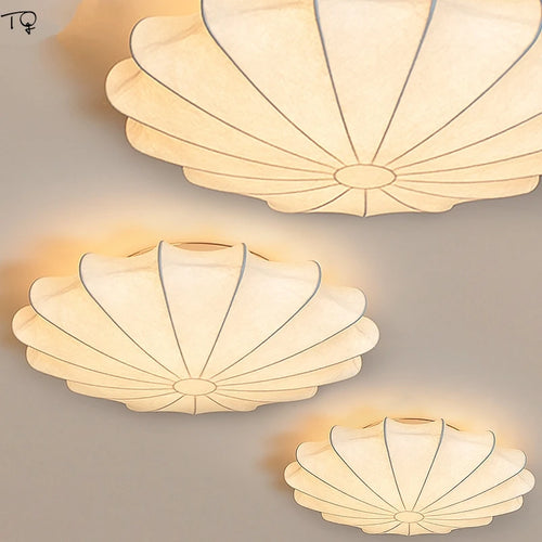 Plafonnier Japonais coréen chaud classique Zen Art tissu soie Led - vue 2 sur 5