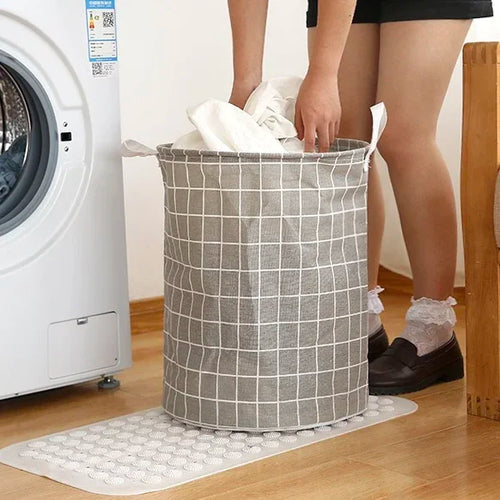 panier à linge pliable grand format rangement étanche coton lin - vue 5 sur 8