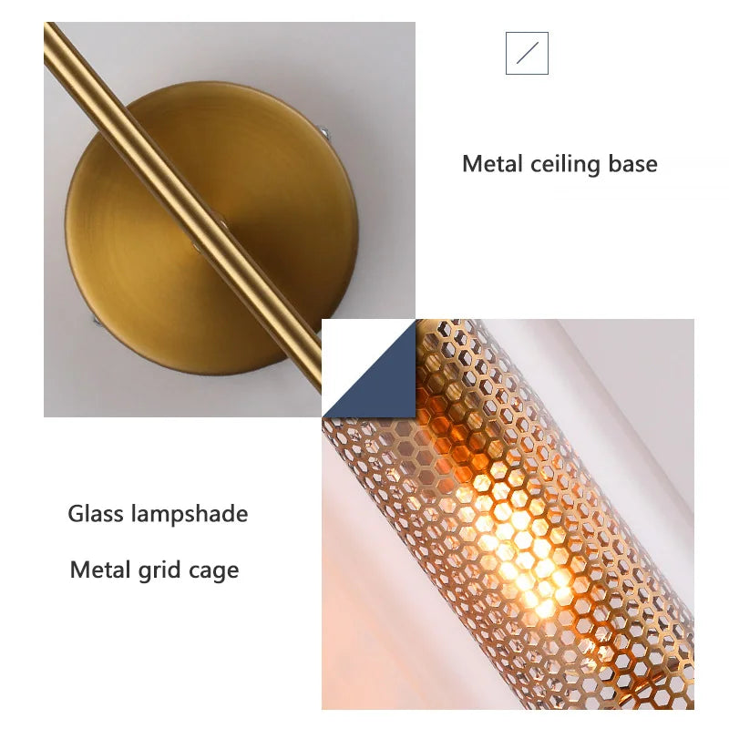 American Industrial Wall Lamps Clear Glass Wall Light Iron Metal Cage Living Room Decorative Wall Light Hallway Entrance Aisle - vue 6 sur 14