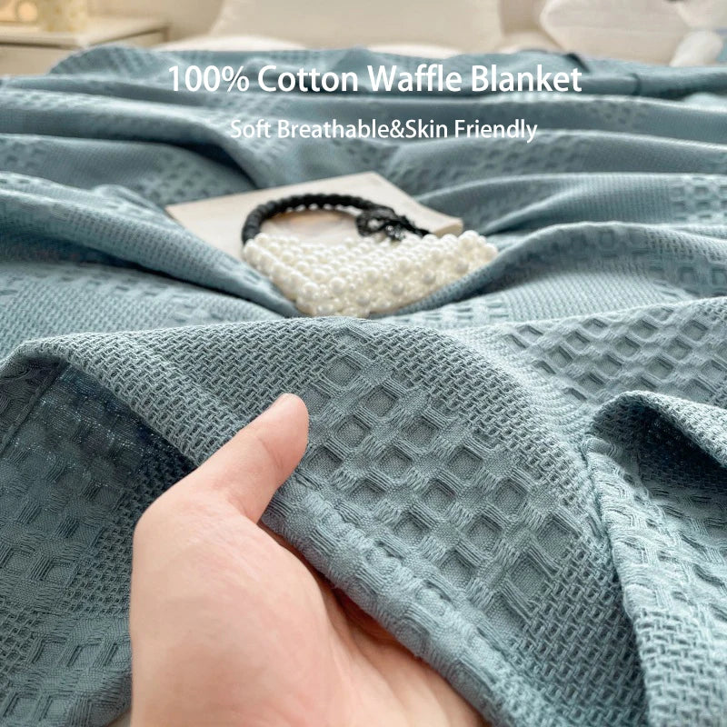 plaid coton gaufré léger pour canapé et chambre - vue 3 sur 7