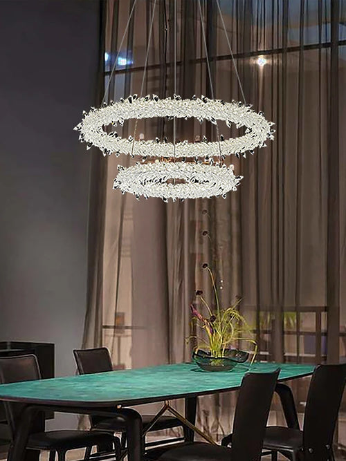 lustre en cristal de luxe à fleurs de glace éclairage suspendu élégant - vue 5 sur 12