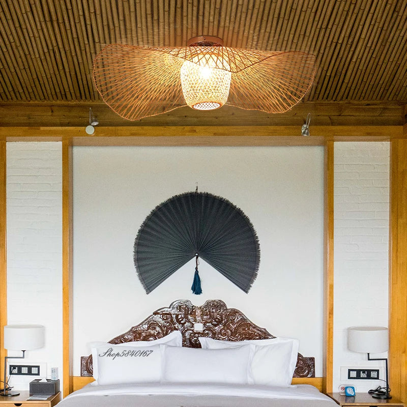 suspension en bambou créative pour éclairage intérieur moderne - vue 5 sur 9