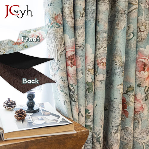 Rideau occultant motif pivoines decoration chambre salon - vue 2 sur 7