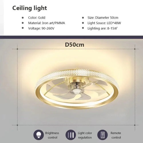 plafonnier led moderne avec ventilateur éclairage silencieux intelligent - vue 12 sur 15