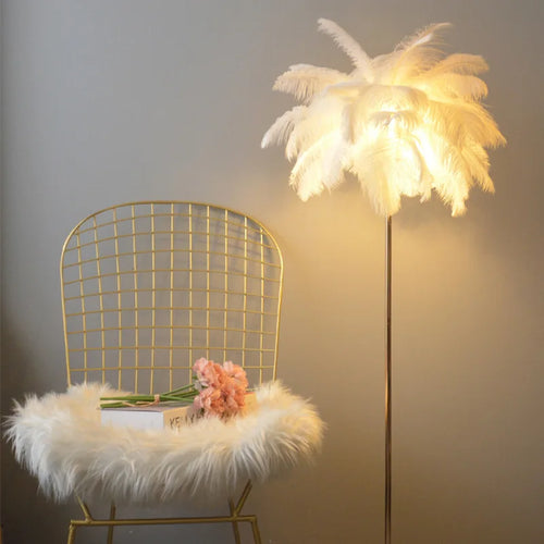 lampadaire romantique à plume art déco gradation 3 températures - vue 5 sur 9