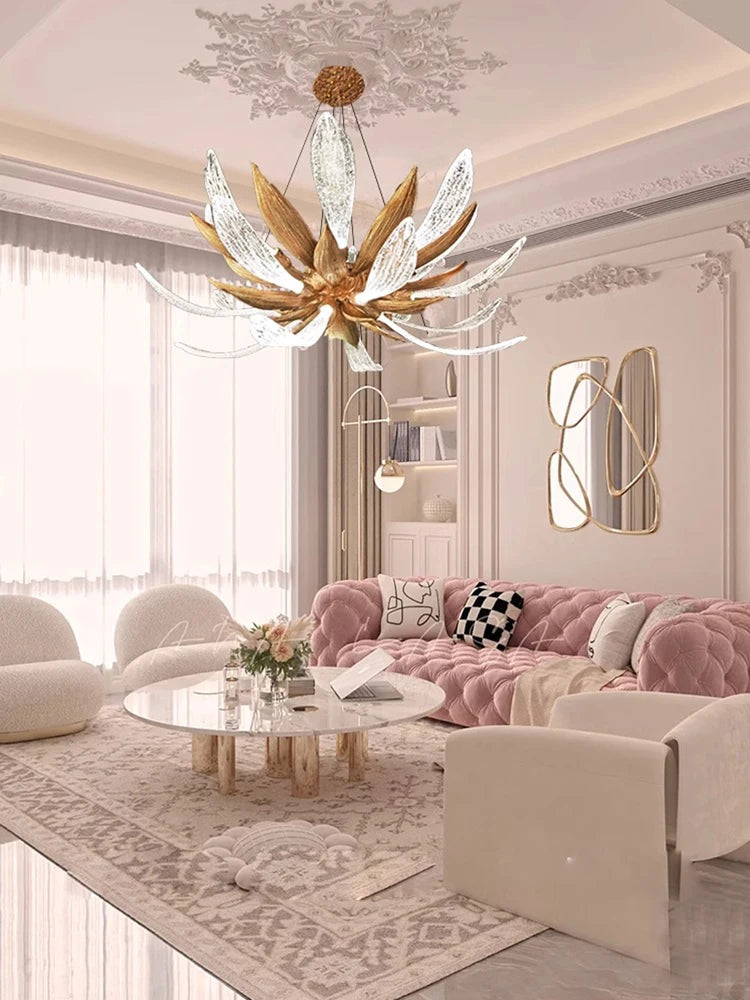 lustre led en cuivre et verre à intensité variable pour intérieur - vue 6 sur 11