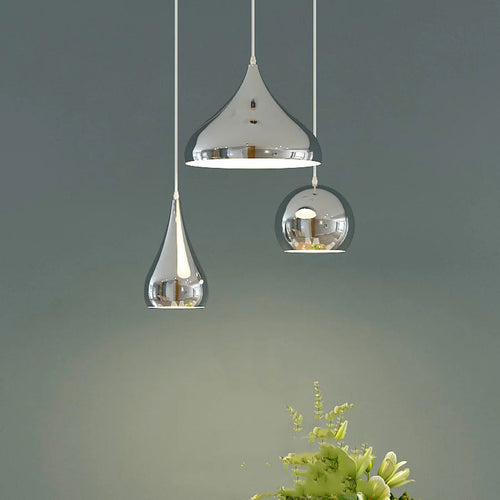 Plaqué nordique argent Globe boule miroir lampes suspendues E27 fer lampe suspendue de luxe en laiton argenté Art cuisine hôtel suspension lampe - vue 3 sur 13