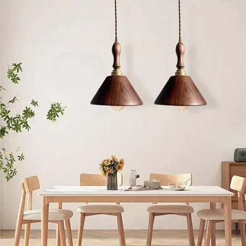 lustre en bois massif style japonais pour intérieur élégant - vue 3 sur 7