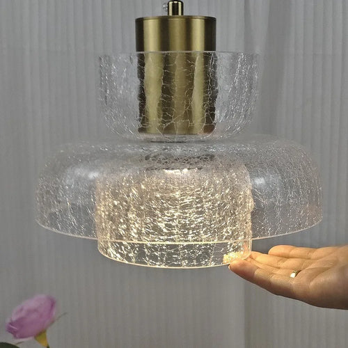 lustre moderne en verre craquelé pour intérieur élégant - vue 6 sur 9
