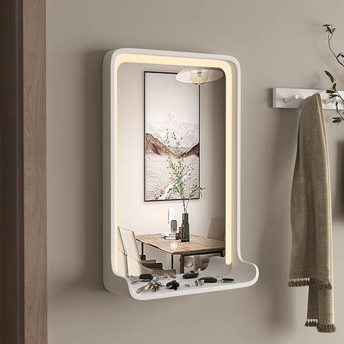 miroir en bois massif avec éclairage led et fixation murale - vue 4 sur 29