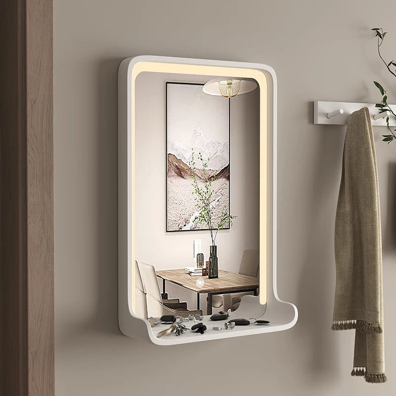 miroir en bois massif avec éclairage led et fixation murale - vue 3 sur 29