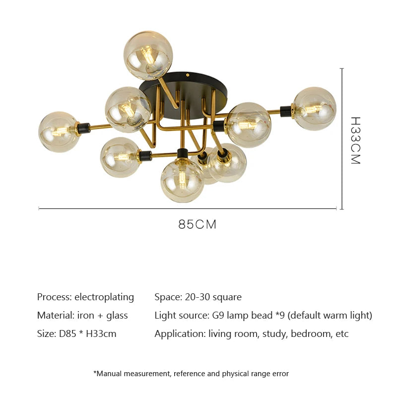 lustre led verre moderne salon maison décor plafonnier - vue 4 sur 18