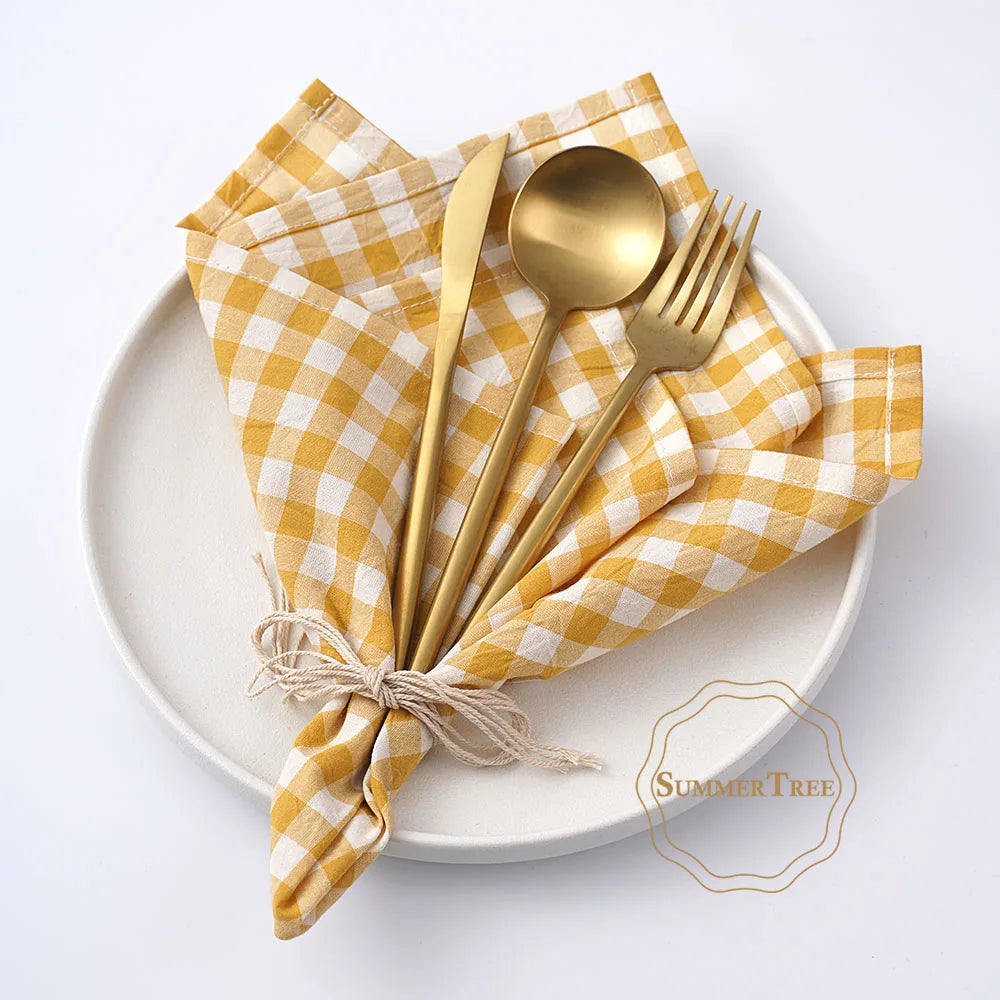 Serviette de table coton vichy petits carreaux cuisine - vue 5 sur 7