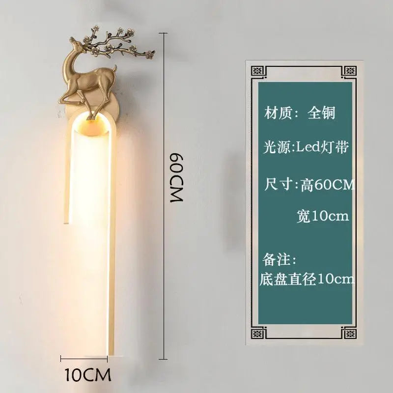 applique murale en cuivre style chinois pour éclairage intérieur - vue 11 sur 15