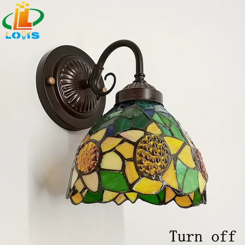 applique murale tiffany vitrail tournesol pour éclairage intérieur - vue 7 sur 6