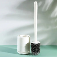 brosse de toilette suspendue en silicone avec manche long et support rapide