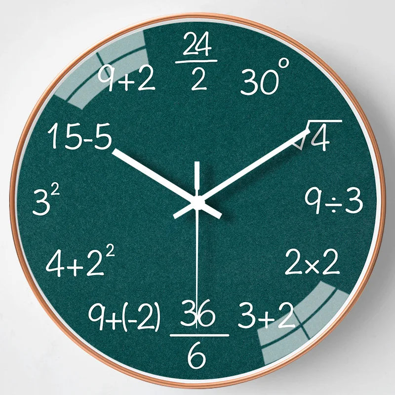 horloge murale mathématiques tableau noir décoration scolaire enfants - vue 11 sur 11